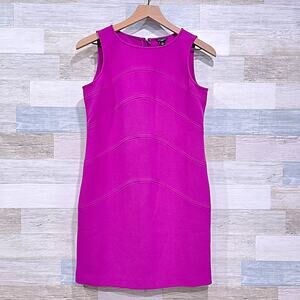 Ann Taylor Downtown Shift Dress Purple Mini Sleeveless Stretch Women 4P 4 Petite